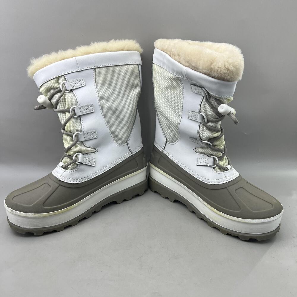 UGG Winter Snow Boots Kids Size 4 White Shearling Wool Comfort Lined Shoes NWD - Picture 5 of 10